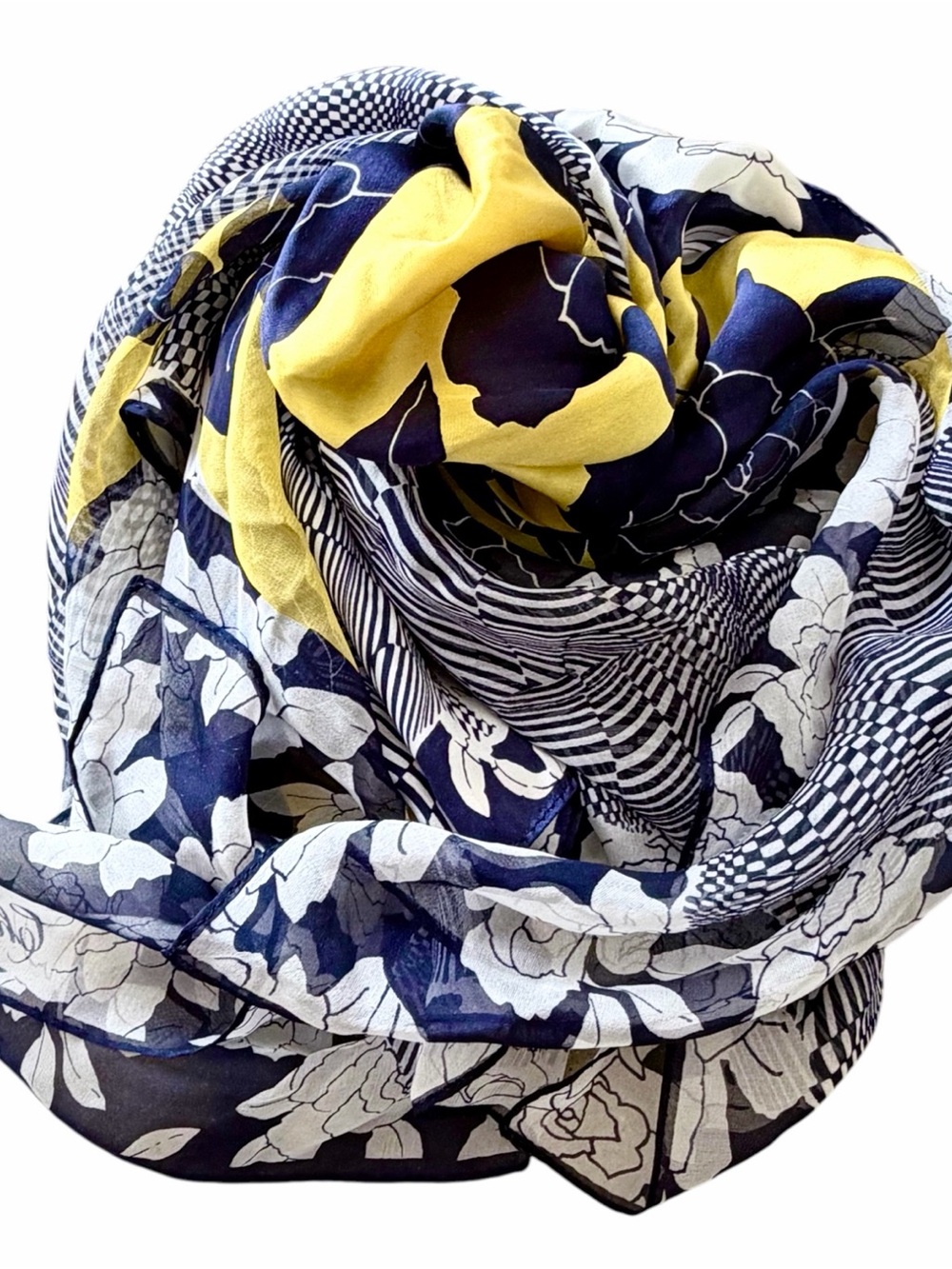 CHRISTIAN FISCHBACHER Designer Square Scarf Floral Geometric Sheer 34"
